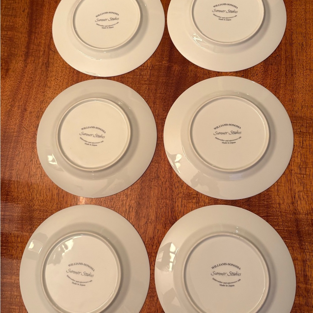 Set Of Six Williams Sonoma Summer Studies Botanical 7.75” Salad Plates Japan - Picture 4 of 7
